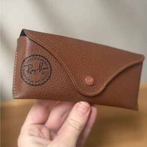 Ray-Ban Tan Leather Eyewear Case with Rehab Frames